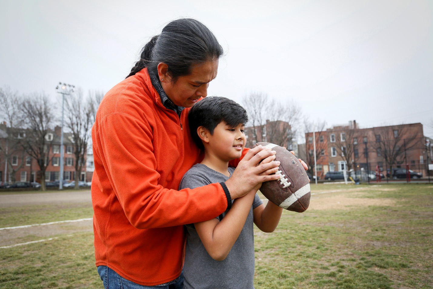 Father and son American football