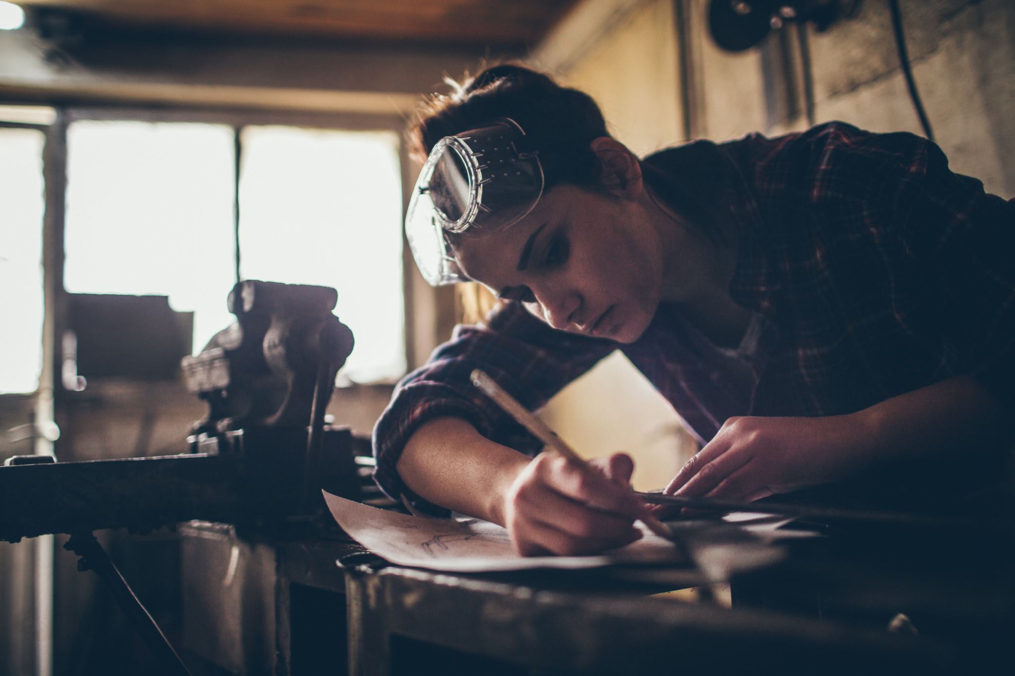 Person working on a table